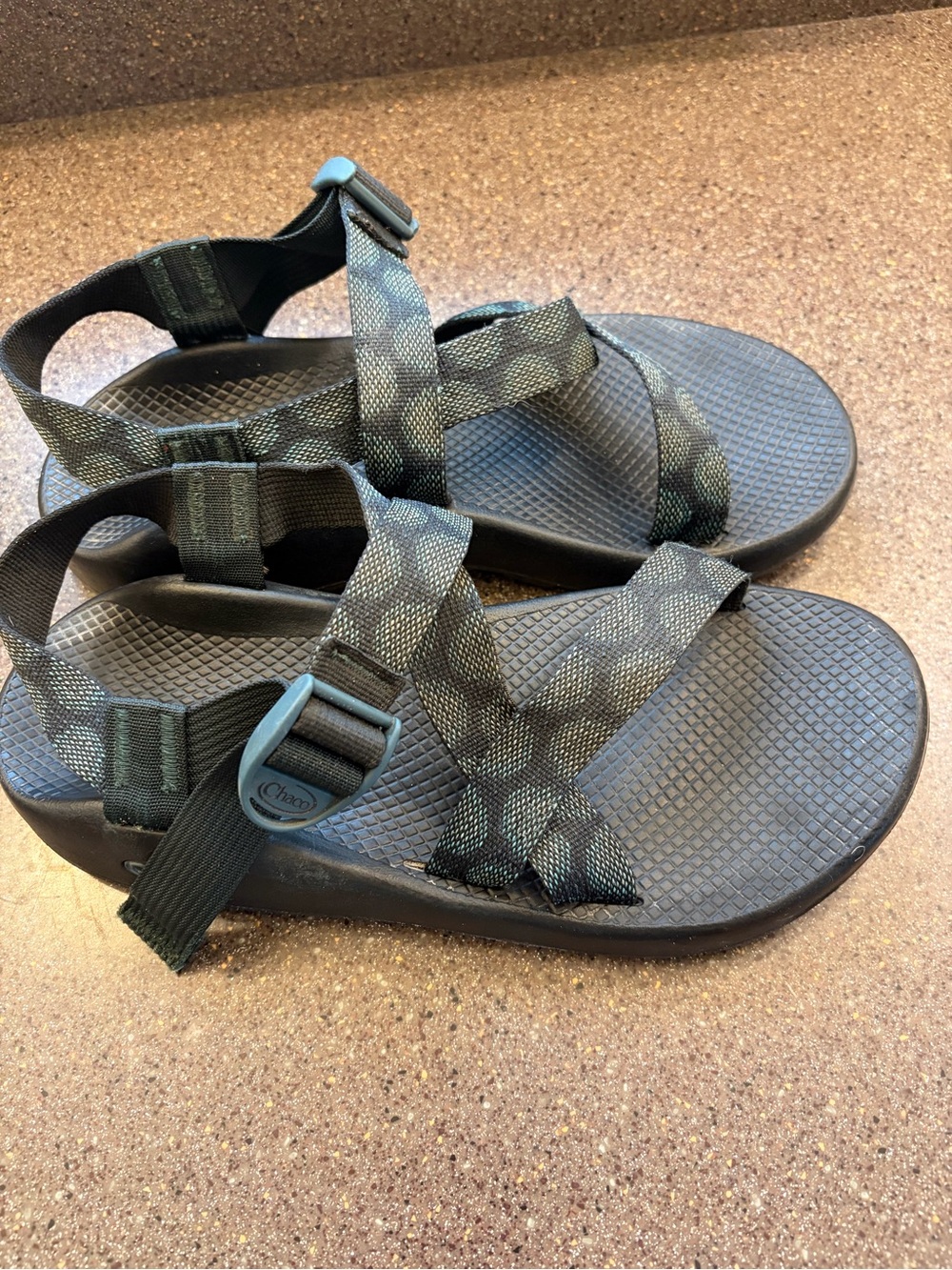 Chaco Green Polka Dot Sandals with chunky sole